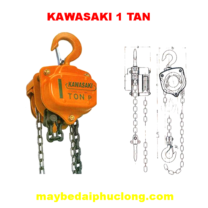 Pa lăng xích kéo tay Kawasaki 1 tấn